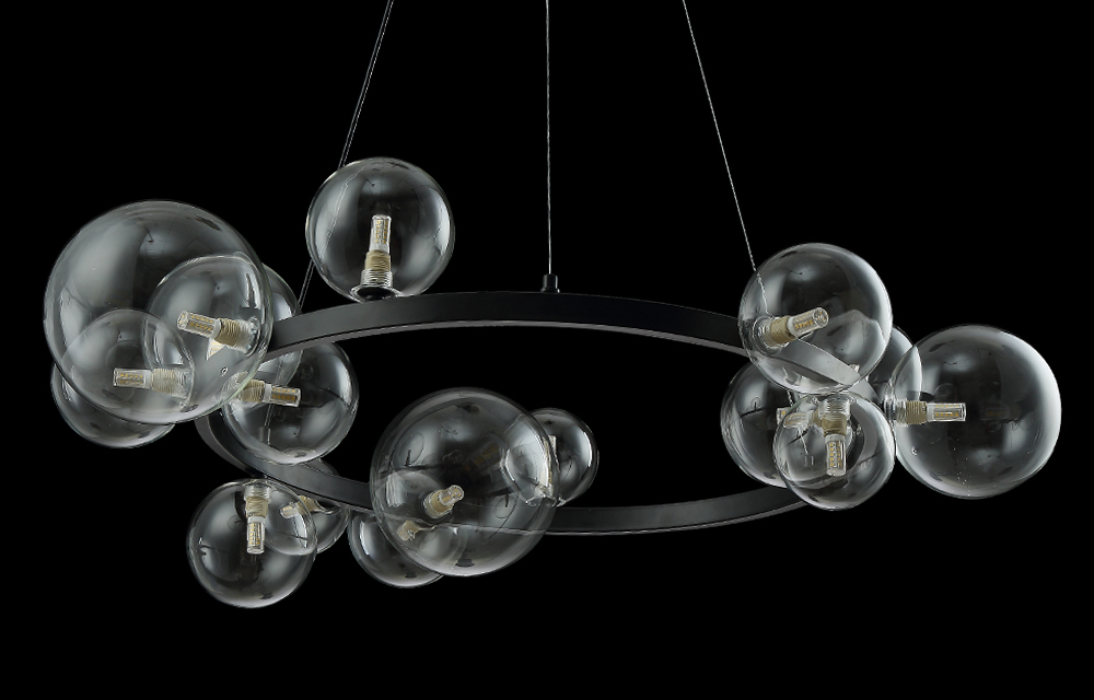 Подвесная люстра Crystal Lux AGATA SP15 V2 BLACK/TRANSPARENTE