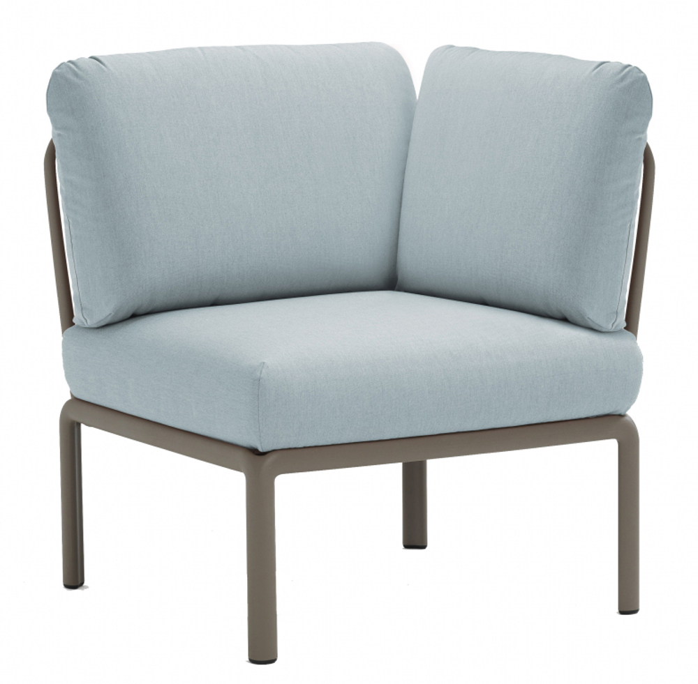 Модуль угловой пластиковый с подушками Nardi Komodo Elemento Angolo, тортора, лед