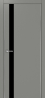 Межкомнатная дверь Optima Porte НЕАПОЛЬ 211 Чёрное стекло, Алюминиевая кромка SC (матовое серебро) с 2-х сторон