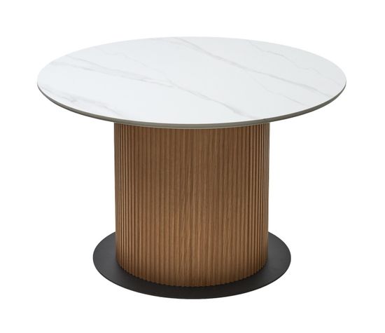 Стол MESA D120 цвет БЕЛЫЙ МРАМОР M326 / Каркас OAK