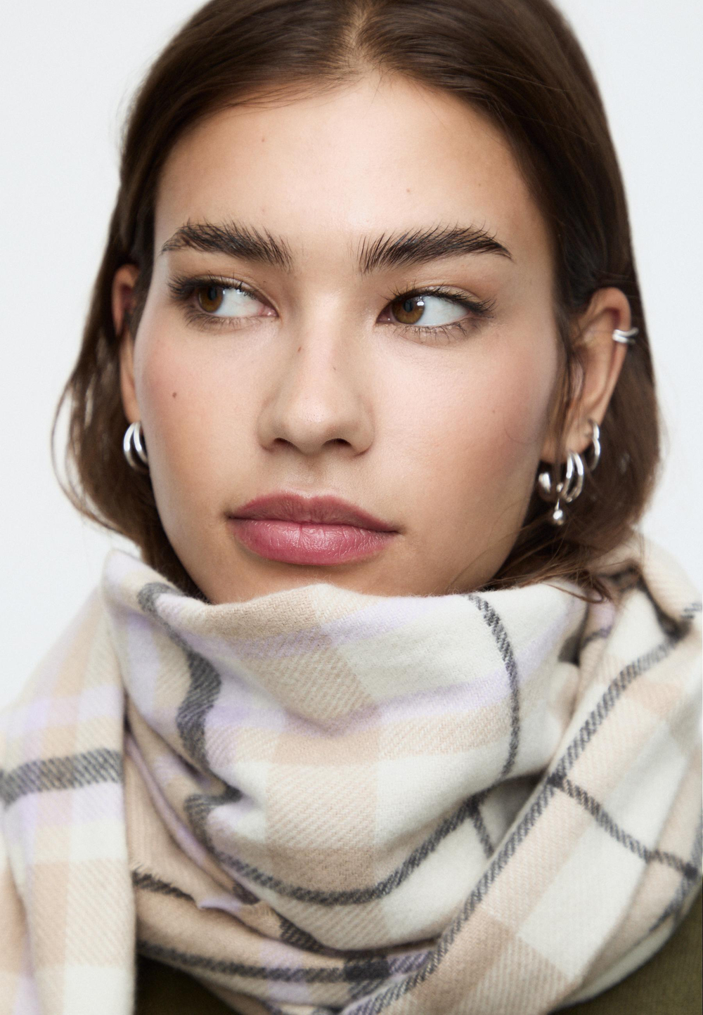 STRADIVARIUS Клетчатый шарф, лиловый