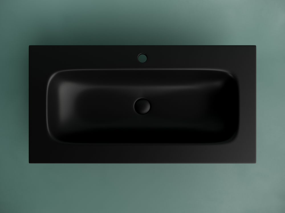 Раковина накладная мебельная CERAMICANOVA Grace прямоугольная 910x457x137 с отверстием под смеситель цвет черный матовый CN7019MB