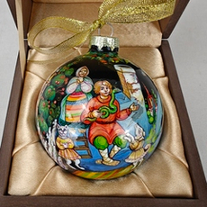 Коллекционный елочный шар с круговой росписью "Волшебное кольцо" в футляре