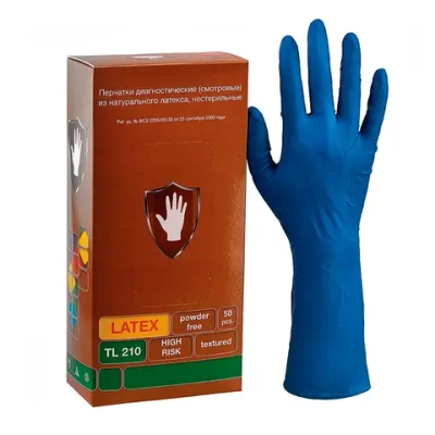 Перчатки Safe&Care-HIGH RISK TL 210 повышенной прочности размер S латексные смотровые нестерильные неопудренные 25 пар