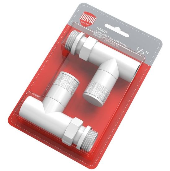 Набор ручной регулировки Royal Thermo Piano (2 шт.) 1/2" прямой, цвет белый (RTE 56.0010)