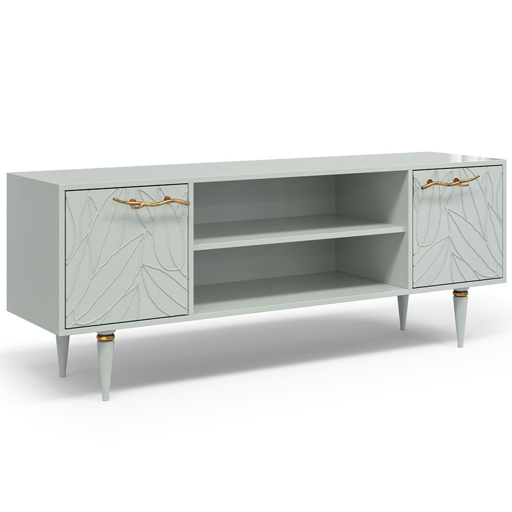 Тумба под ТВ Арт Колор leaves 155см Классик Голд Серый дым