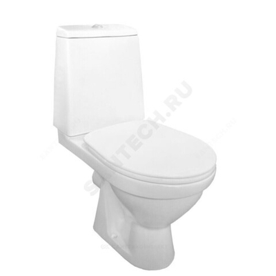 Унитаз-компакт горизонтальный выпуск нижний подвод с арматурой 2/реж с сиденьем полипропилен белый Браво Rosa (Кировская керамика)