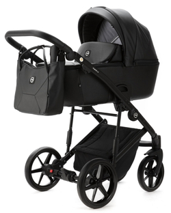 Детская коляска Adamex Mobi Deluxe New 2 в 1 MN-SA02 ЧЕРНАЯ КОЖА