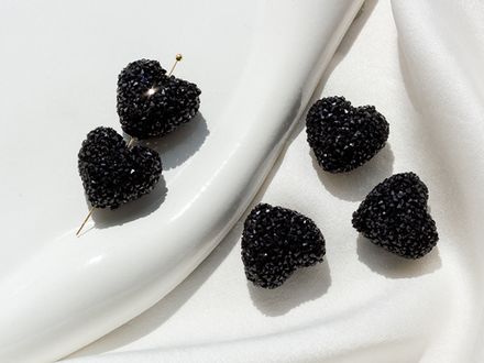 Бусина "Сахарное сердце", черное (1шт)