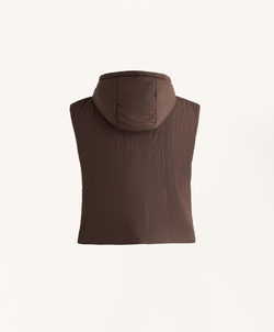 Oysho Утепленный жилет с капюшоном, коричневый