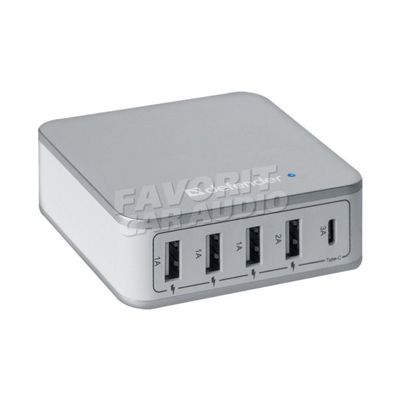 СЗУ 4 USB Defender UPA-50 8000mA металл кабель 0.8м серебряный