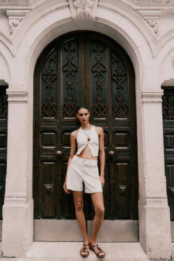 ZARA КОРОТКИЙ ДЖИНСОВЫЙ ЖИЛЕТ Z1975, ЭКРЮ