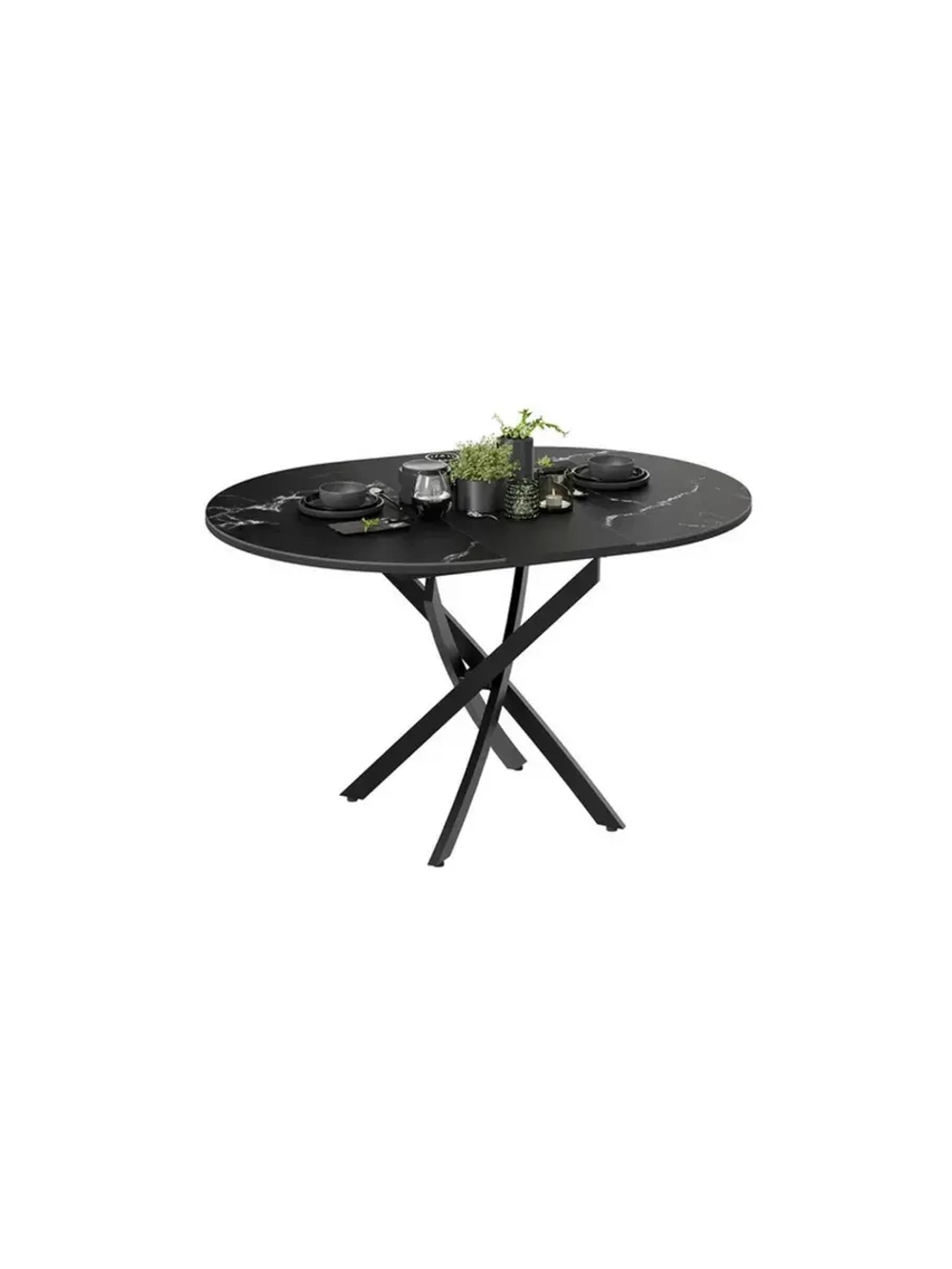 Стол кухонный круглый Стекло матовое мрамор 100(132)х75х75см