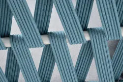 "Диего" кресло плетеное из роупа, каркас алюминий светло-серый (RAL7035) муар, роуп бирюзовый круглый, ткань светло-серая