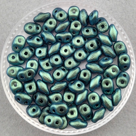 Бусины SuperDuo 2,5x5 мм, цвет Аквамарин/Бирюза, хамелеон (Polychrome Aqua Teal)