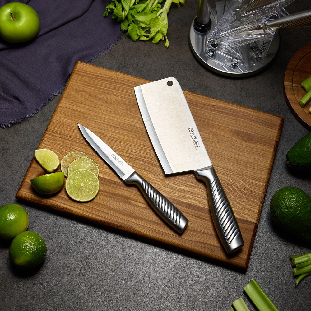 НАБОР НОЖЕЙ AGNESS НЖС НА ПЛАСТИКОВОЙ ВРАЩАЮЩЕЙСЯ ПОДСТАВКЕ 8 ПР.