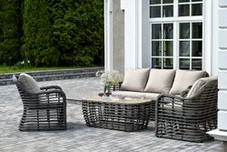 "Ницца" лаунж-зона из искусственного ротанга, цвет серый