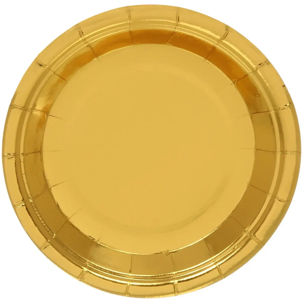 Тарелка бумажная 18 см в наборе 10 шт «Диско», Золото