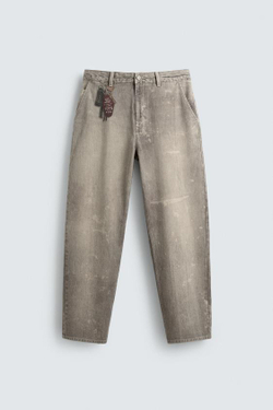 ZARA БРЮКИ С ПРИНТОМ LLAVEROS, ЦВЕТ ЛЬДА