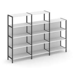 Shelf System Трехсекционный стеллаж четырех/трехярусный SN.STM-432 Белый/Металл Антрацит 2370*400*87