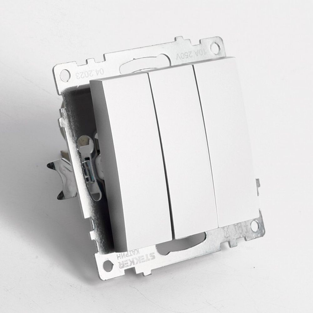 Выключатель трехклавишный без рамки Stekker Катрин 49173