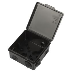 Распаячная коробка ЭРА KOR-100-100-50-8g-B открытой установки черная 100х100х50мм с гермовводами 8 вх. IP54