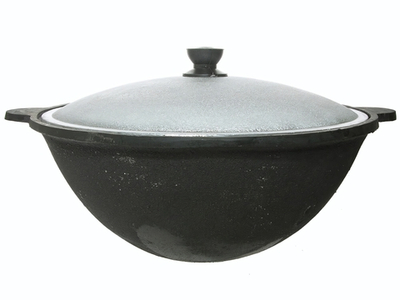 Казан 16л узбекский чугунный с алюминиевой крышкой, круглое дно (г.Наманган)