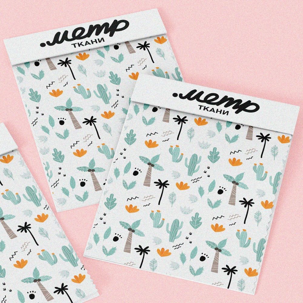 Ткань флис пальмы и кактусы