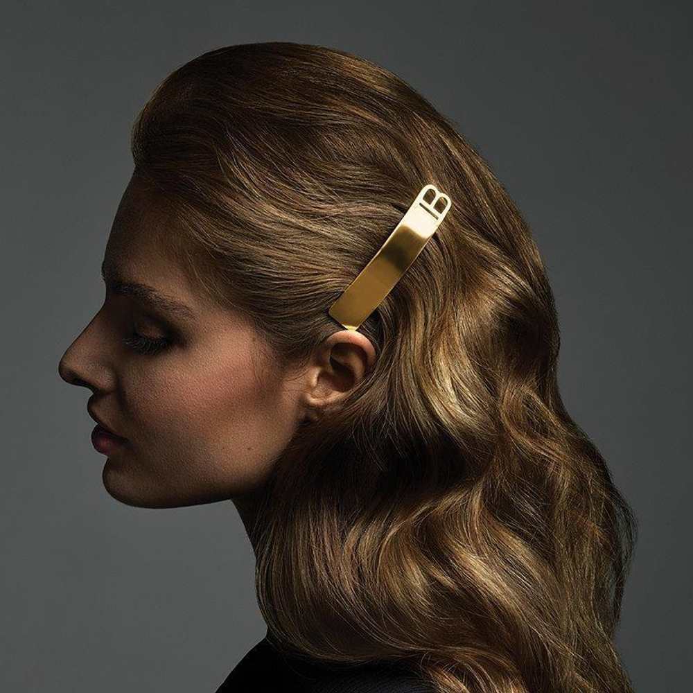 Balmain Hair Couture Золотая заколка-автомат Limited Edition Barrette Pour Cheveux B Gold SS21