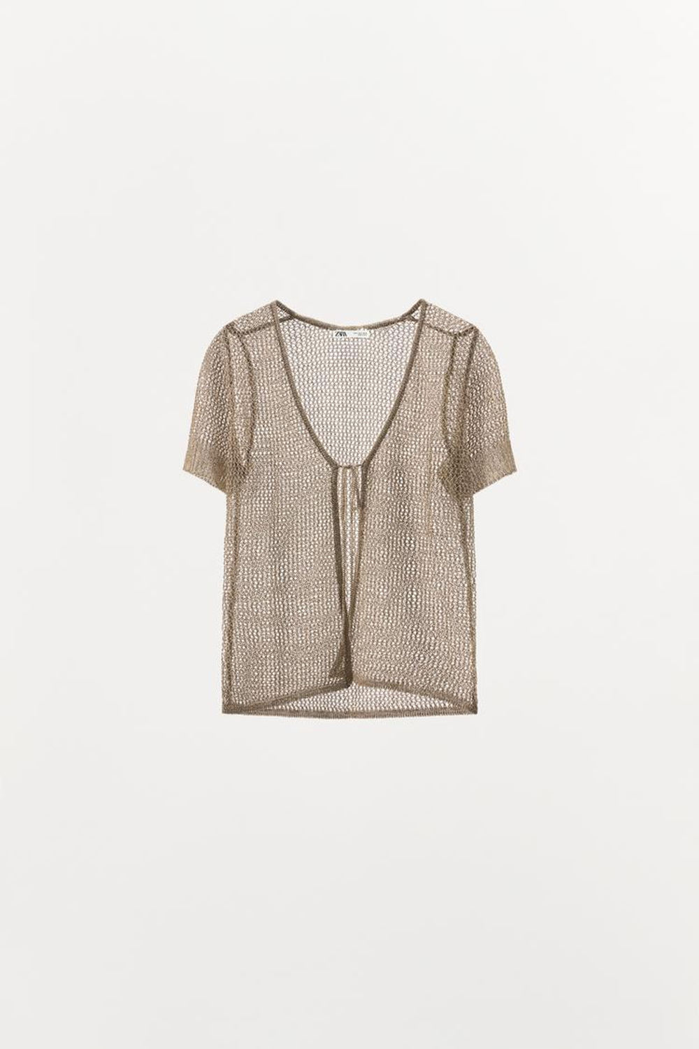 ZARA КАРДИГАН ИЗ СЕТЧАТОЙ ТКАНИ С БЛЕСТЯЩЕЙ НИТЬЮ, ЗОЛОТИСТЫЙ