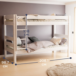 Кровать двухъярусная, 90х200х145, Дана, для детей, деревянная, белая, Dipriz