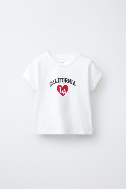 ZARA ФУТБОЛКА С НАДПИСЬЮ, БЕЛЫЙ