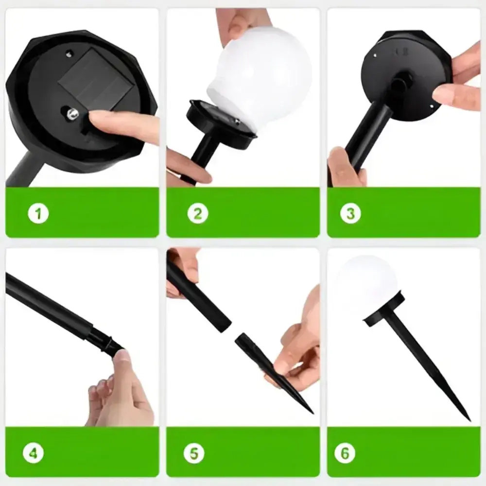 Уличные светильники на солнечной батарее "ШАР" 4 шт/ Фонари садовые на солнечных батареях, теплого свечения