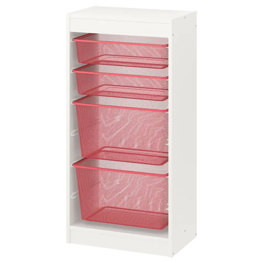 Стеллаж - IKEA TROFAST, 46х30х94 см, белый/ярко-красный, ТРУФАСТ ИКЕА