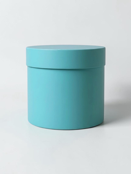 Плотная шляпная коробка с крышкой без лент. Цвет; Морская волна.