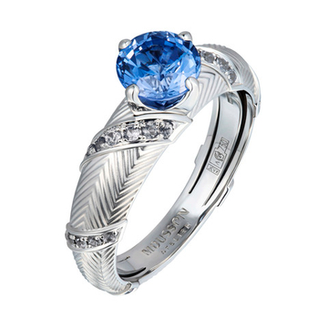 Кольцо с Сапфиром и Бриллиантами, R0085-1/4