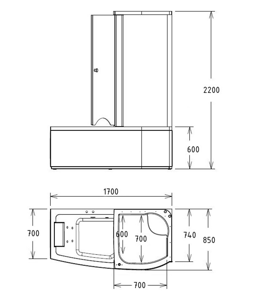 Акриловая ванна Gemy G8040 B R