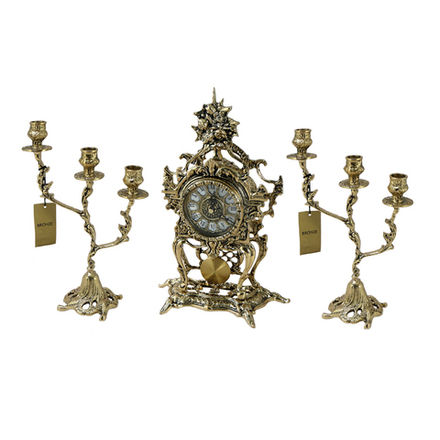 Bello De Bronze Каминные часы с маятником с канделябрами "Юнона"