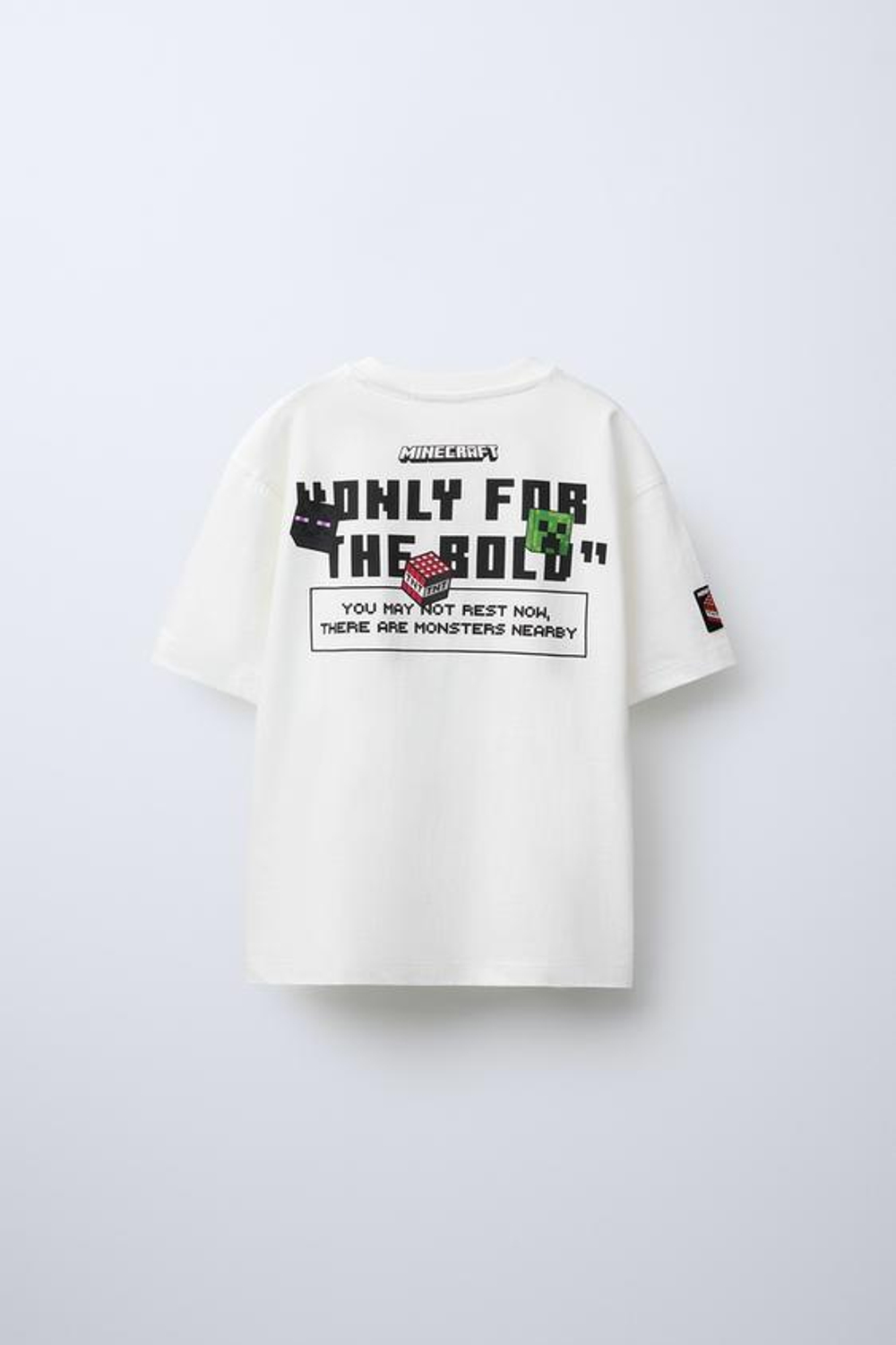 ZARA ФУТБОЛКА С ПРИНТОМ MINECRAFT © MOJANG AB. ™, ЖЕЛТОВАТО-БЕЛЫЙ