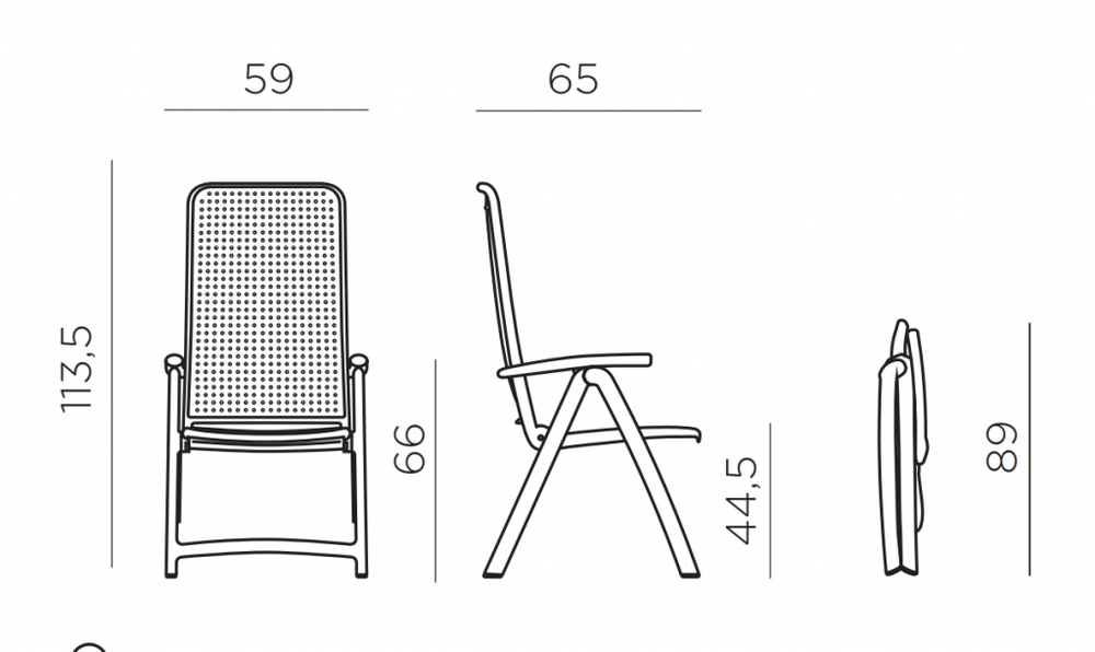 Кресло пластиковое складное, Nardi Darsena, белый