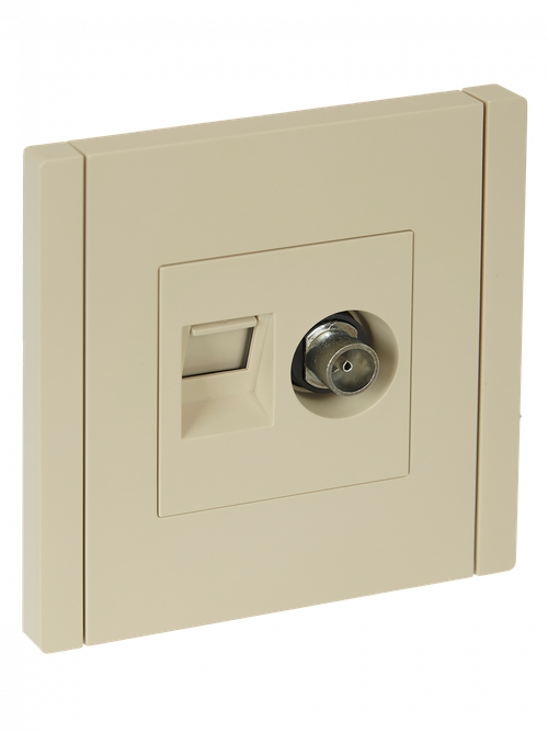 FORTE&PIANO Розетка двойная TV+RJ45 кат.6 FP437 ваниль IEK