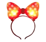 Маскарадное украшение на голову Красный бант из полипропилена со светодиодной подсветкой (2 лампы; напряжение 3 В), на 2 элемента питания (тип АА, мощ