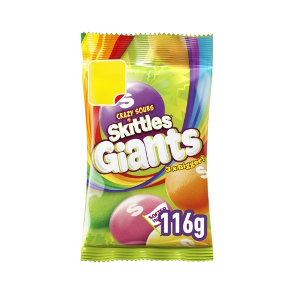 Скитлс Драже GIANTS Crazy Sour (Гигант Кислые Фрукты)  116гр (14шт)