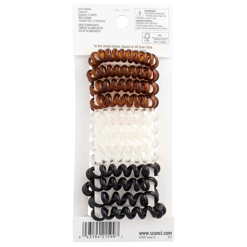 Scunci, Spirals ™, разные цвета, 12 шт.