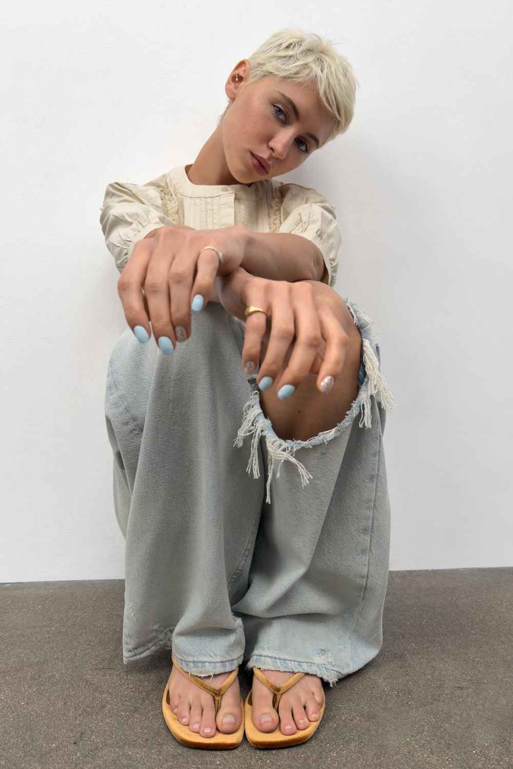 ZARA БАРХАТНЫЕ БОСОНОЖКИ, ОХРА