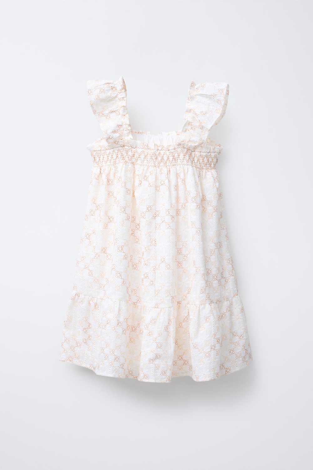 ZARA ПЛАТЬЕ С ВЫШИВКОЙ И ВОЛАНАМИ, РАЗНОЦВЕТНЫЙ