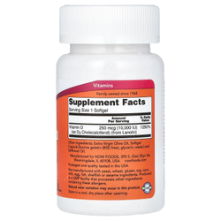NOW Foods Vitamin D3 10000 IU 30 softgels , Витамин Д3