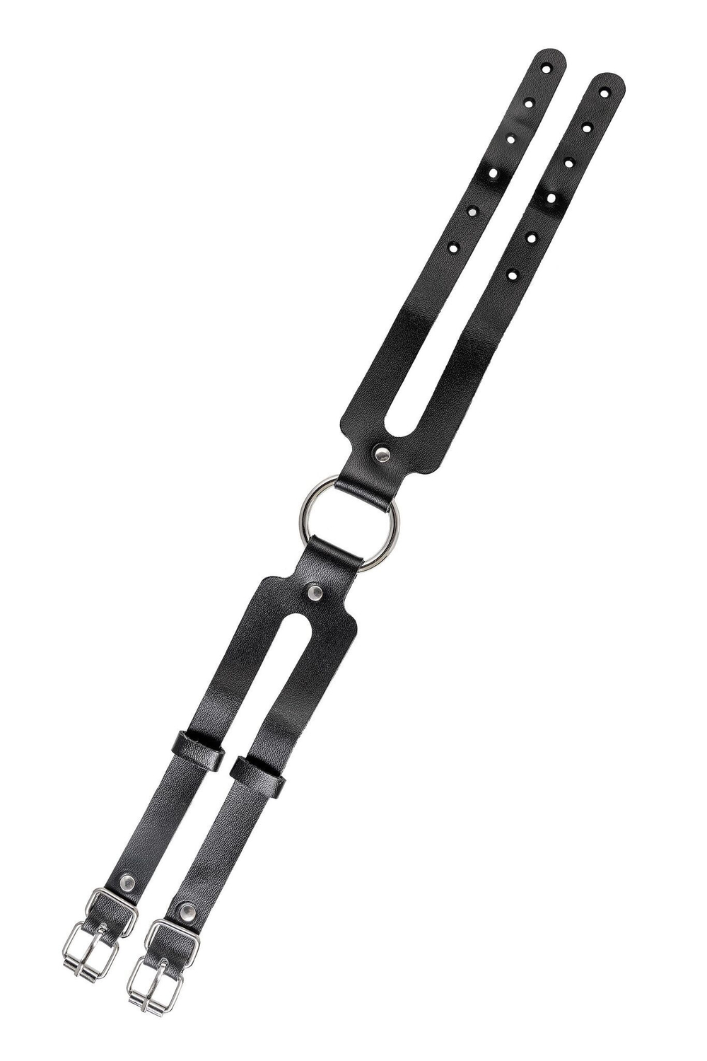 Черный кожаный чокер-ошейник из двух ремешков