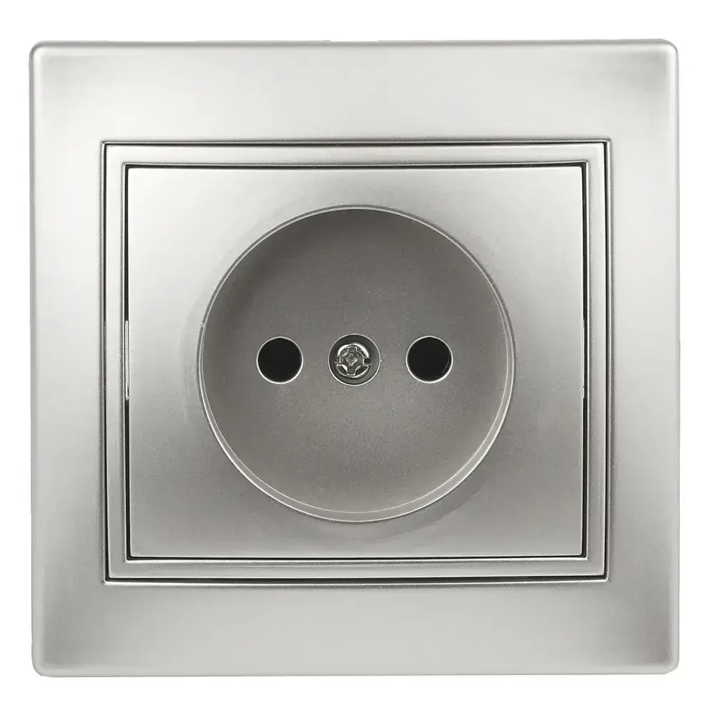 Розетка Intro Plano 1-201-03 без заземления 2P 16А-250В IP20 скрытой установки алюминий