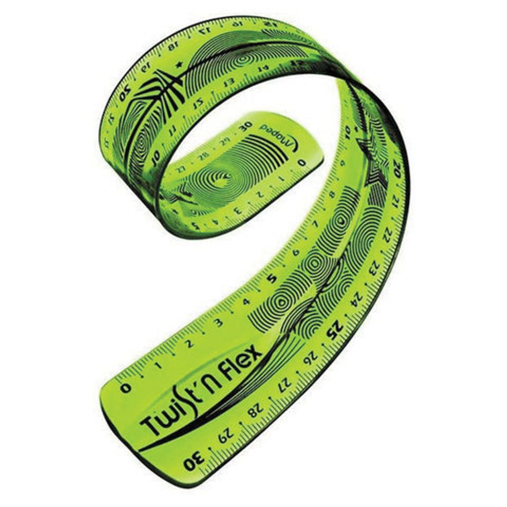 Линейка пластик 30 см, гибкая, MAPED (Франция) "Twist'n'Flex", тонированная, зеленая, 276310